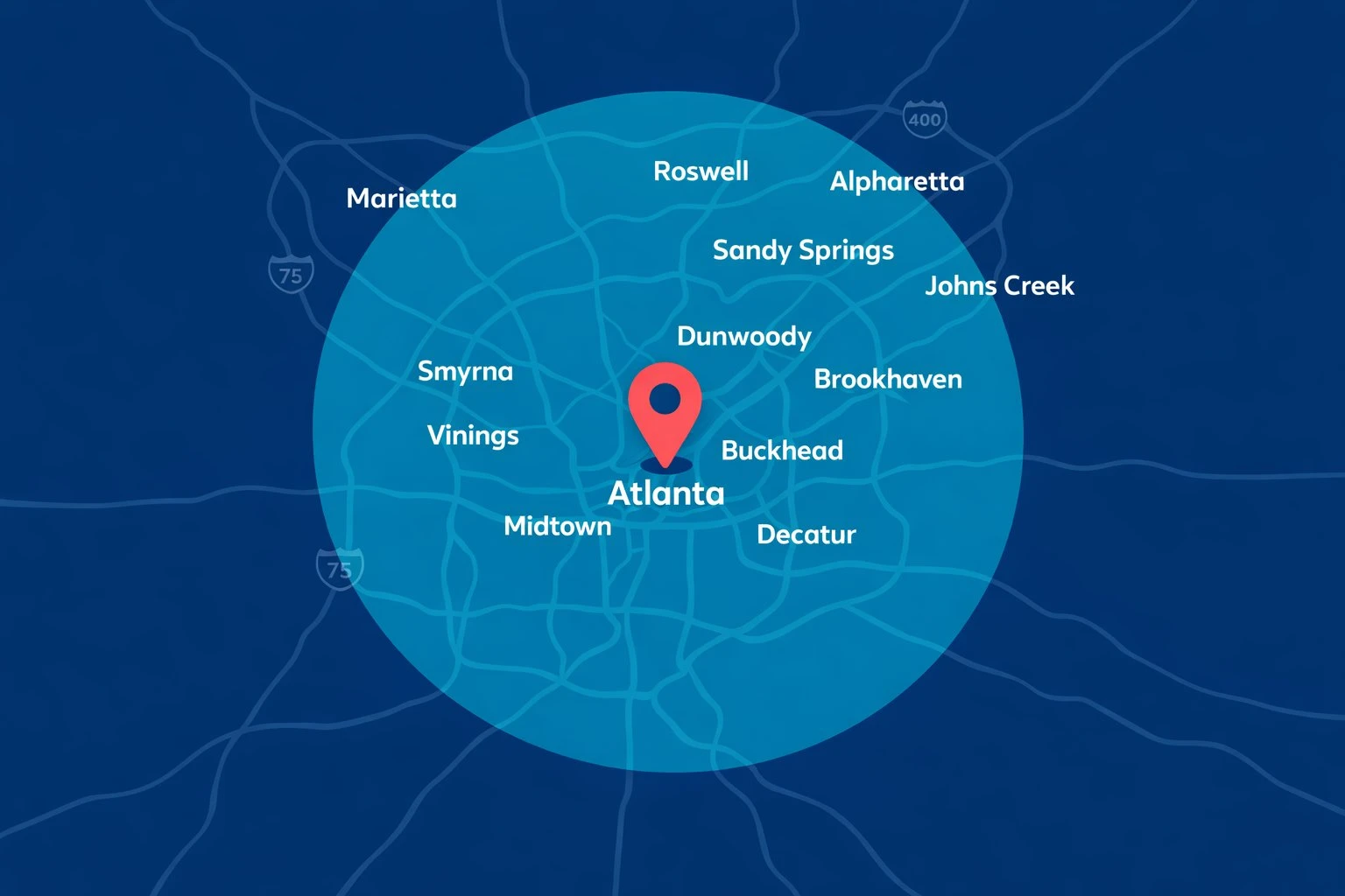 GO Carpet Cleaning Atlanta service area map covering Metro Atlanta neighborhoods